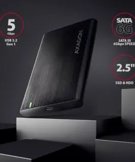 Alternative view of Чекмедже за диск AXAGON EE25-A6C USB-C 3.2 Gen 1 - SATA 6G 2.5" External SCREWLESS ALU RAW box BLACK