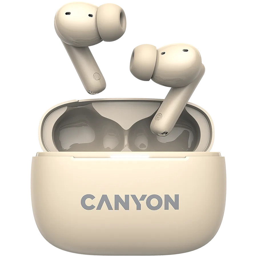 Bluetooth слушалки CANYON headset OnGo TWS-10 ANC+ENC Beige