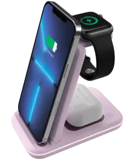 Зарядно за мобилен телефон CANYON wireless charger WS-304 15W 3in1 Iced Pink