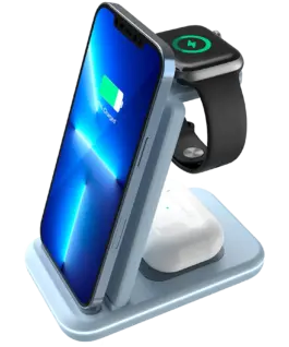 Зарядно за мобилен телефон CANYON wireless charger WS-304 15W 3in1 Blue