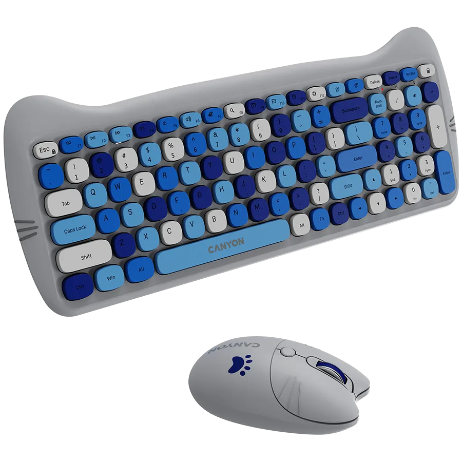 Клавиатура CANYON HSET-W6 EN Keyboard+Mouse Kitty Edition AAA+АА Wireless Blue - Image 4