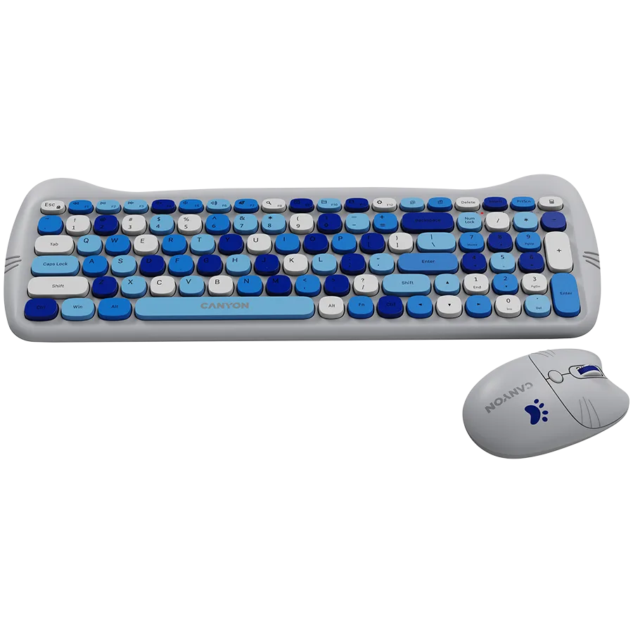Клавиатура CANYON HSET-W6 EN Keyboard+Mouse Kitty Edition AAA+АА Wireless Blue - Image 15