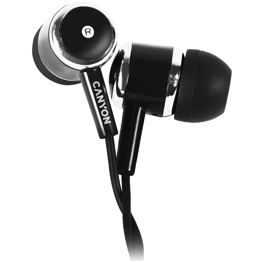 Слушалки CANYON Stereo earphones with microphone Black
