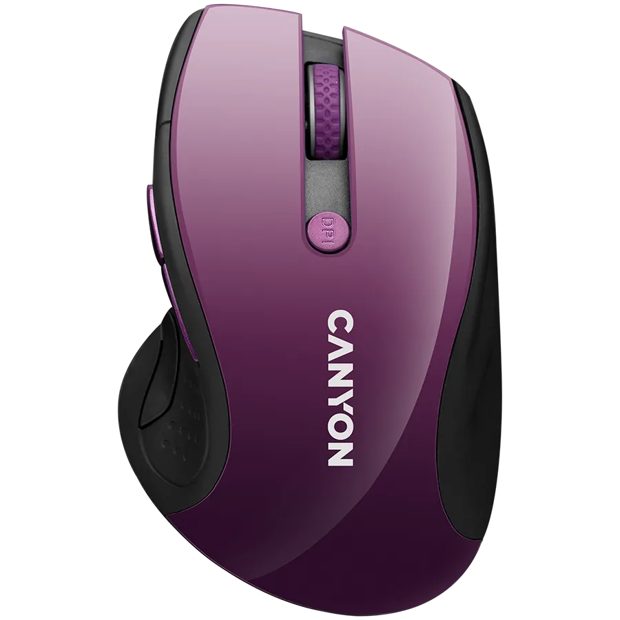 Безжична мишка CANYON 2.4Ghz wireless mouse optical tracking - blue LED 6 buttons DPI 1000/1200/1600 Purple pearl