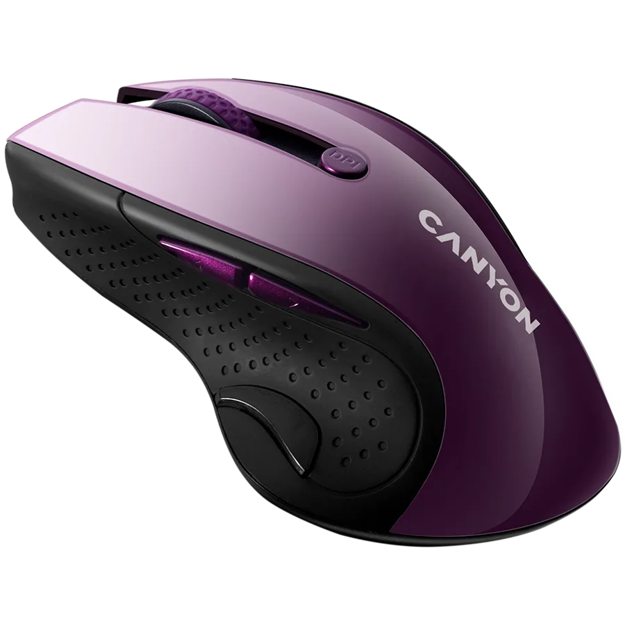 Безжична мишка CANYON 2.4Ghz wireless mouse, optical tracking - blue LED, 6 buttons, DPI 1000/1200/1600, Purple pearl glossy - Image 14