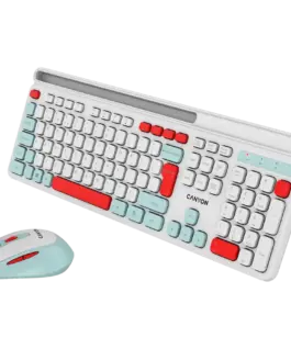 Клавиатура CANYON HSET-W5 EN Keyboard+Mouse AAA+AA Wireless White