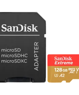 Карта памет SANDISK Extreme microSDXC 128GB + SD Adapter + 1 year RescuePRO Deluxe up to 190MB/s & 90MB/s Read/Write spe