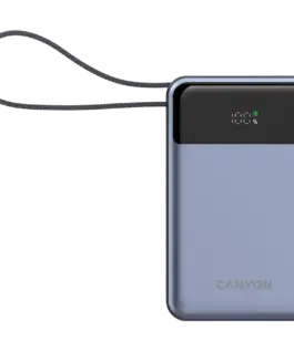 Външна батерия CANYON power bank OnPower 600 built-in cable 20000 mAh PD65W Dark Grey