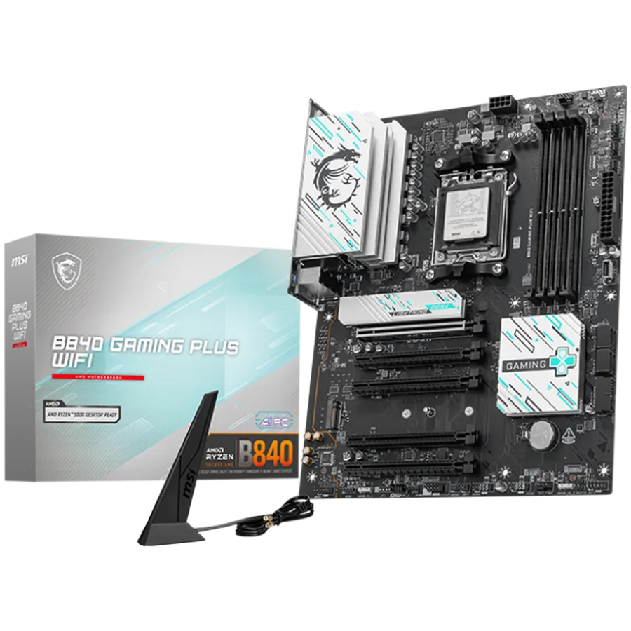 Дънна платка MSI B840 GAMING PLUS WIFI ATX Socket AM5 4x DDR5 Dual Channel DDR5 up to 8000(OC)MHz 5x PCIe x16 slot 2x M.