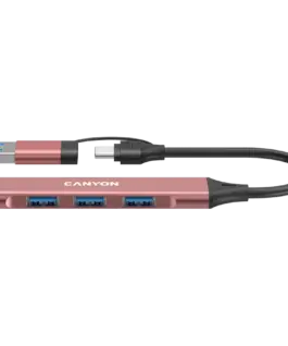 USB хъб CANYON hub DS-02 4in1 USB-A/C Pink