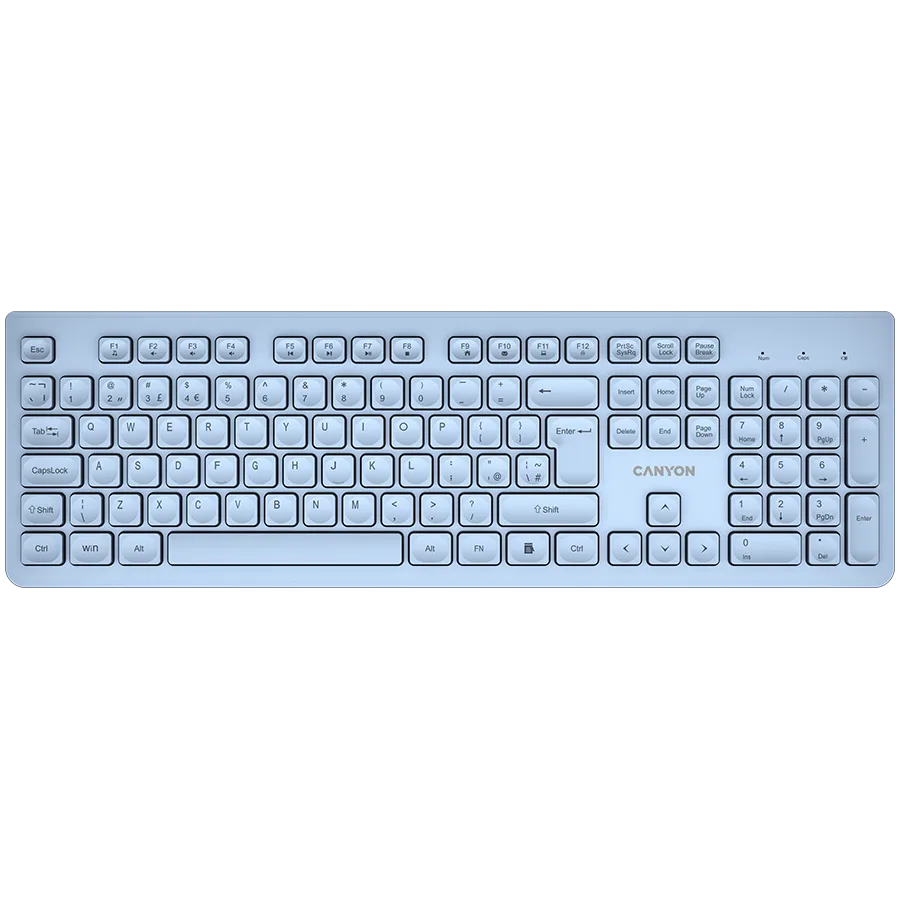 Клавиатура CANYON keyboard HKB-W01 UK/US AAA Wireless Blue