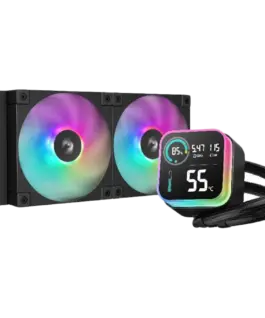 Охладител за процесор Охладител DeepCool LQ240 240mm CPU Liquid Cooler 2x120mm ARGB PWM Fans LED Screen Anti-Leak Techno