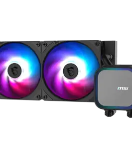 Alternative view of Охладител за процесор Охладител MSI MAG CORELIQUID A13 240, 2x120mm Pre-installed ARGB Daisy Chain Fans, Replacable Top Cover, Copper Base Intel LGA 1700/1851, AMD AM5/AM4, 3Y Warranty