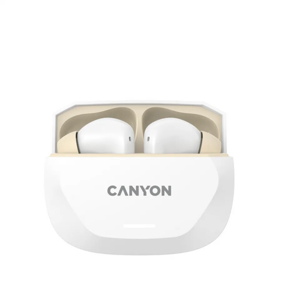 Bluetooth слушалки CANYON headset HEXAGON 7 TWS ANC+ENC Wireless Charge White Beige - Image 6