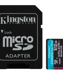 Карта памет Kingston 512GB microSDXC Canvas Go Plus Gen4 200MB/s A2 U3 V30 Card + Adapter