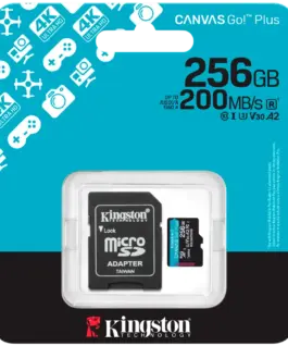 Карта памет Kingston 256GB microSDXC Canvas Go Plus Gen4 200MB/s A2 U3 V30 Card +