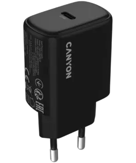 Зарядно за мобилен телефон CANYON charger OnCharge 250 25W 1xPD EU Black