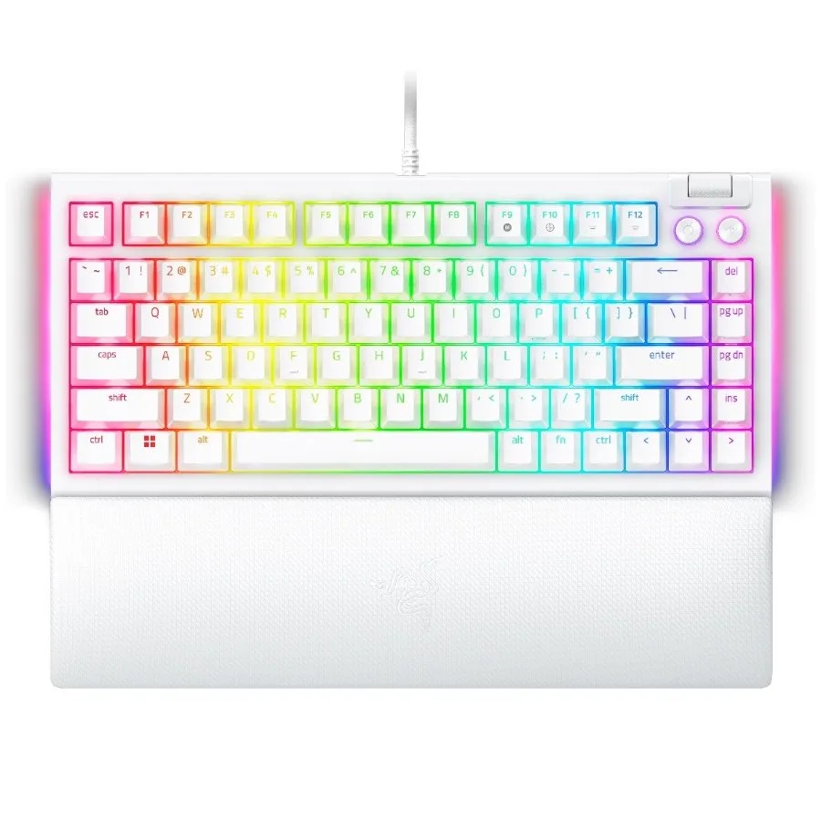 Геймърска клавиатура Razer BlackWidow V4 75% White Gaming Keyboard US Layout Hot-swappable Design Compact 75% Layout wit