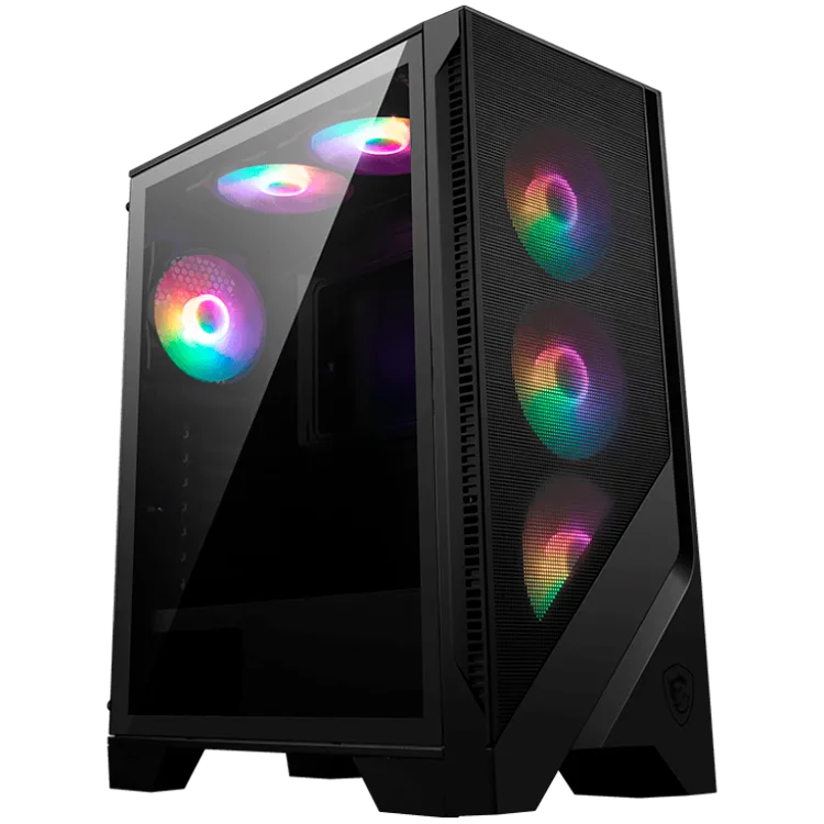 Кутия за компютър MSI MAG FORGE 120A AIRFLOW, Mid-Tower, ATX/M-ATX/ITX, 2x USB 3.2 Gen 1 Type-A, 1x Audio/1x Mic, LED On/Off Button, ARGB Hub, 6x 120mm ARGB Fans, Mesh Panel, 4mm Tempered Glass - Image 2