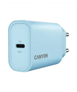 Alternative view of Зарядно за мобилен телефон CANYON charger OnCharge 30CL Max Power 30W 1xPD EU Light Blue