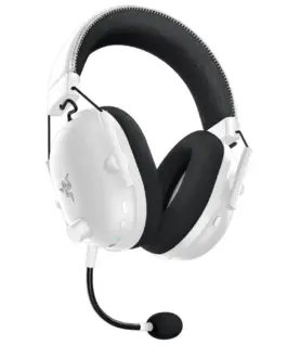 Геймърски слушалки BlackShark V2 Pro (2023) - White, Wireless Gaming Headset, Razer TriForce Titanium Driver 50 mm, Oval Ear Cushions, Detachable Super Wideband microphone, THX Spatial Audio, Type A Wireless (2.4 GHz), Bluetooth 5.2