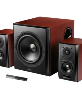 Alternative view of Тонколона Edifier S350DB 2.1 Audio System, BT V5.1, Optical, Coaxial, RCA, 8-inch Subwoofer, 3.5-inch Drivers, 0.75-inch Tweeters, 70W (RMS), Control Knobs and Remote Control, Brown