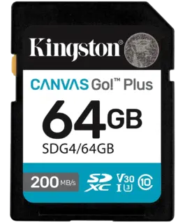 Карта памет KINGSTON 64GB SDXC Canvas Go Plus Gen4 200MB/s C10 UHS-I U3 V30