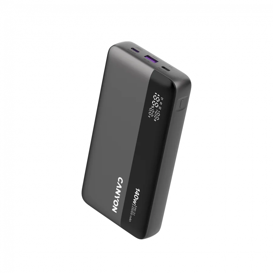 Външна батерия CANYON Power Bank PB-240, 25000mAh PD140W display power bank,Size160.0x82x27 mm Weight 508+-10g, Dark Grey - Image 2