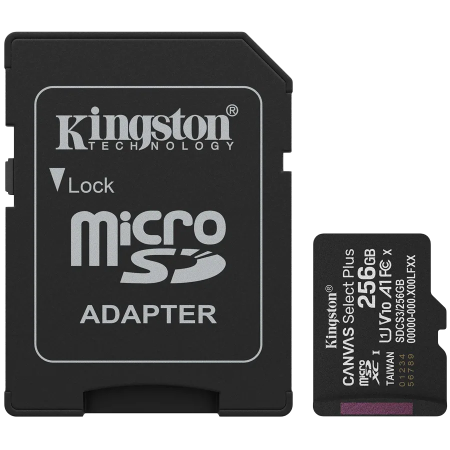 Карта памет Kingston 256GB microSDXC Canvas Select Plus Gen3 150MB/s A1 Card + Adapter