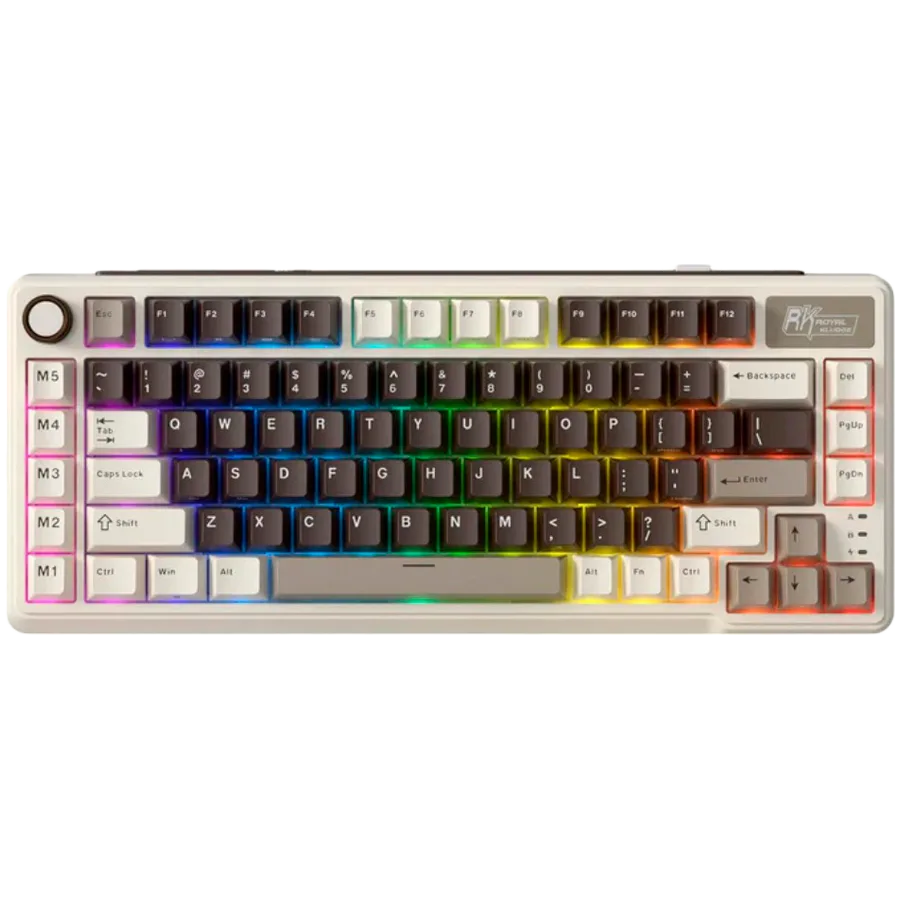 Геймърска клавиатура ROYAL KLUDGE RK L75 Mocha Grey Gaming Keyboard Cream switch
