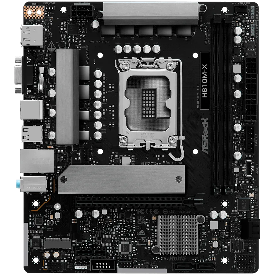 Дънна платка ASROCK H810M-X mATX LGA1851 DDR5