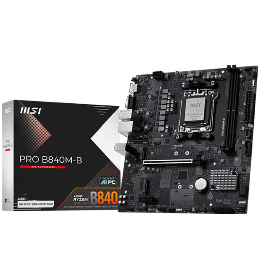 Дънна платка MSI PRO B840M-B mATX Socket AM5 2x DDR5 Dual Channel DDR5 up to 8000(OC)MHz 1x PCIe x16 slot 2x M.2 slot 2x