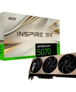 Видео карта MSI Video Card Nvidia GeForce RTX 5070 12G INSPIRE 3X OC 12GB GDDR7 192bit Effective Memory Clock: 28000MHz