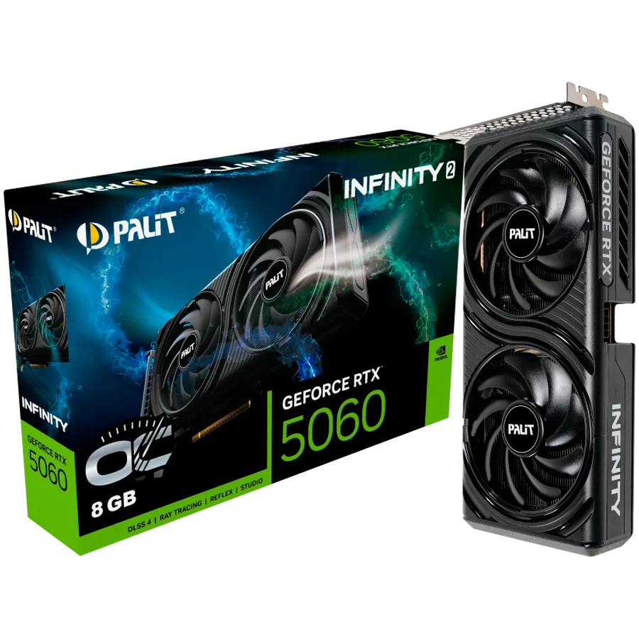 Видео карта PALIT GeForce RTX 5060 Infinity 2 OC 8GB GDDR7 128 bit 1x HDMI 2.1b 3x DP 2.1b 2 Fan 1x 8-pin pwr connector