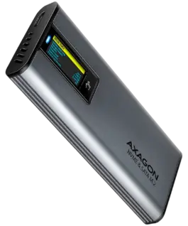 Чекмедже за диск AXAGON EEM2-SD2 USB-C 3.2 Gen 2 - M.2 NVMe / SATA SSD 30-80mm ALU box grey LCD