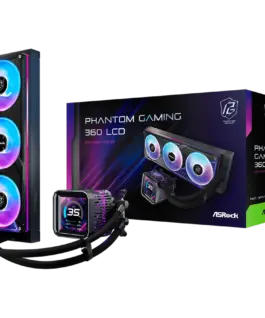 Охладител за процесор Охладител Asrock PHANTOM GAMING 360 LCD AiO liquid cooler ARGB IPS LCD 360 mm radiator AM5 AM4 LGA