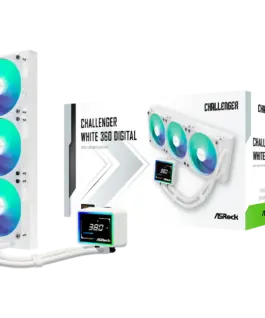Охладител за процесор Охладител Asrock Challenger White 360 Digital AiO liquid cooler ARGB Digital display 360 mm radiat
