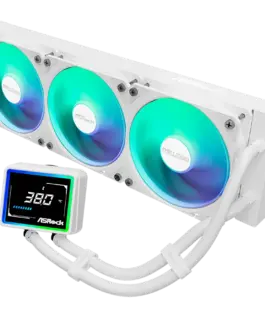Alternative view of Охладител за процесор Охладител Asrock Challenger White 360 Digital, AiO liquid cooler, ARGB, Digital display, 360 mm radiator, AM5, AM4, LGA1851, LGA1700, 90-ACLA36-WAAGA6, White, 6Y