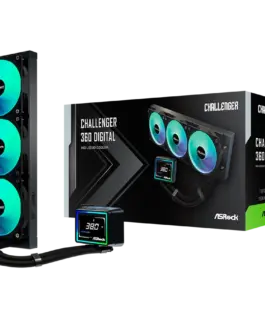 Охладител за процесор Охладител Asrock Challenger 360 Digital AiO liquid cooler ARGB Digital display 360 mm radiator AM5