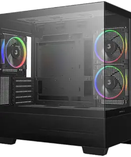 Alternative view of Кутия за компютър DeepCool CG380-3F, Mid Tower, Mini-ITX/Micro-ATX(Rear Connector), 2xUSB3.0, 1xUSB Type-C, 1xAudio, 3x120mm Pre-Installed ARGB Fans, Tempered Glass, Mesh Panel, Black, R-CG380-BKAGM3-G