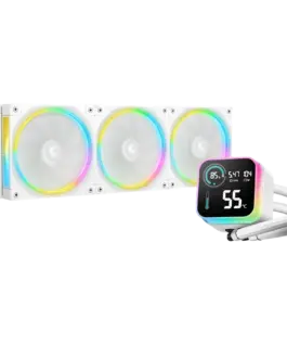 Охладител за процесор Охладител DeepCool LQ360 ULTRA ARGB WH 360mm CPU Liquid Cooler 3x120mm FL12 ARGB Fans LED Screen A