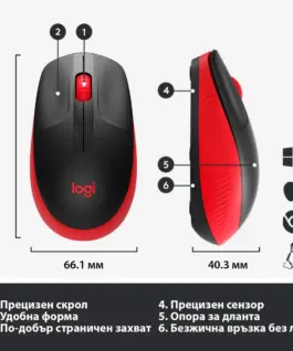 МИШКА LOGITECH M190 – Wireless / Безжична – Red – PN
