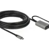 Delock Кабел активен удължителен USB-C към USB-C женско 5m (доп. DC захранващ сокет
