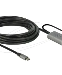 Delock Кабел активен удължителен USB-C към USB-C женско  5m (доп. DC захранващ сокет