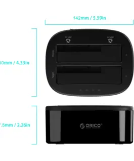 Orico докинг станция Storage – HDD/SSD Dock – 2 BAY Clone 2.5/3.5 USB3.0 –