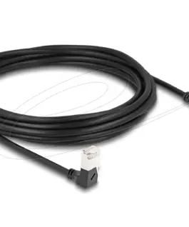 Мрежов кабел Delock RJ45 Cat.6A S/FTP Slim под ъгъл 90° / прав 5 m