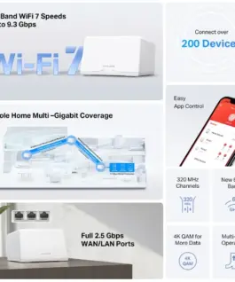 Безжична Wi-Fi 7 Mesh система Mercusys Halo H47BE