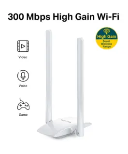 Безжичен USB адаптер Mercusys MW300UH 300 Mbps с голямо