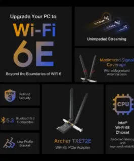 Безжичен PCIe адаптер TP-Link Archer TXE72E AXE5400 Wi-Fi 6E