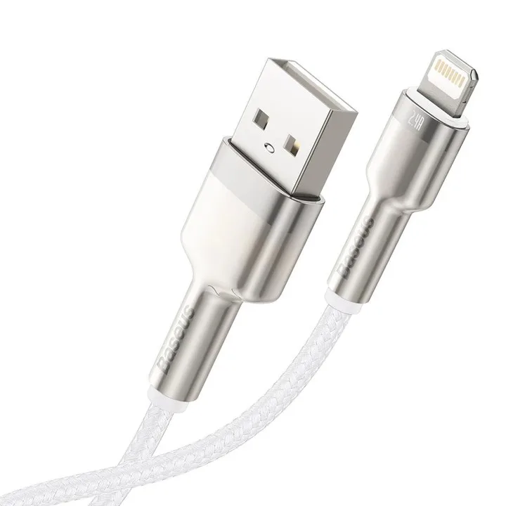 Кабел Baseus Cafule Metal Series USB-A към Lightning, 2м CALJK-B02 - бял - Image 2